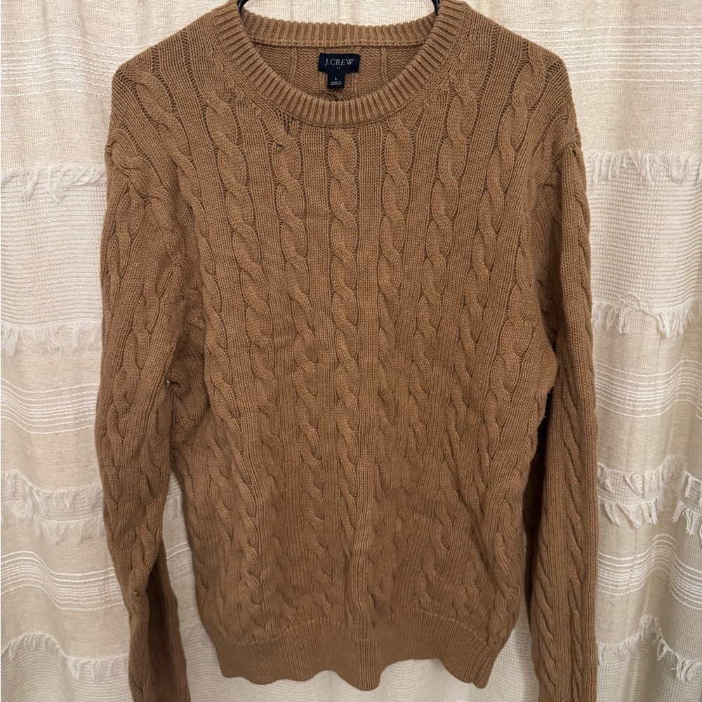 J. Crew Brown Cable Knit Crewneck Sweater